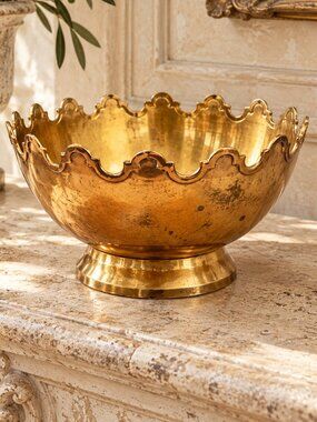 Vintage Mottahedeh Style Regency Brass Crown Bowl